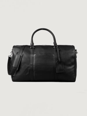 The Darrio Black Leather Duffle Bag