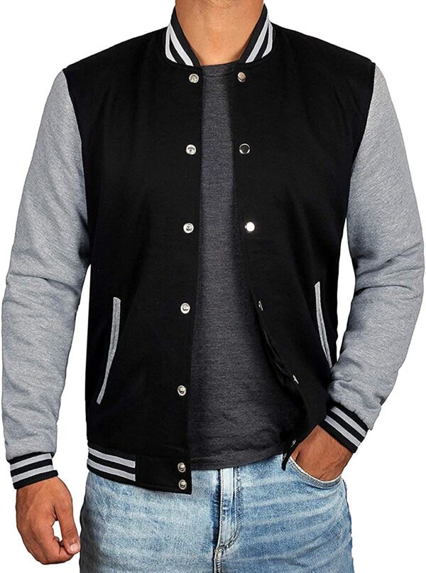 Mens Black & Grey Varsity Jacket