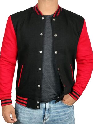 Mens Black & Red Varsity Jacket