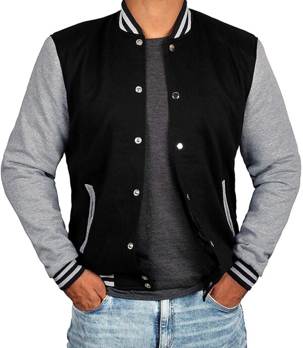 Mens Black & Grey Varsity Jacket