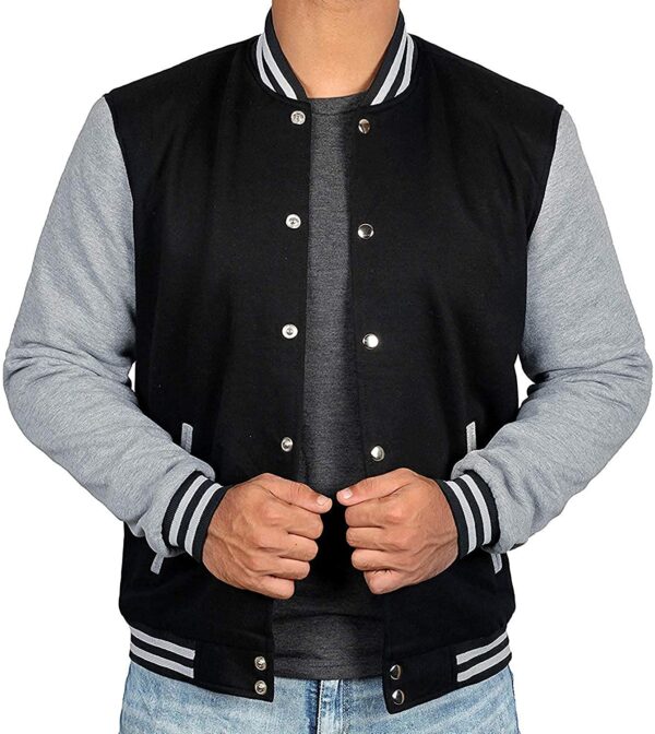 Mens Black & Grey Varsity Jacket