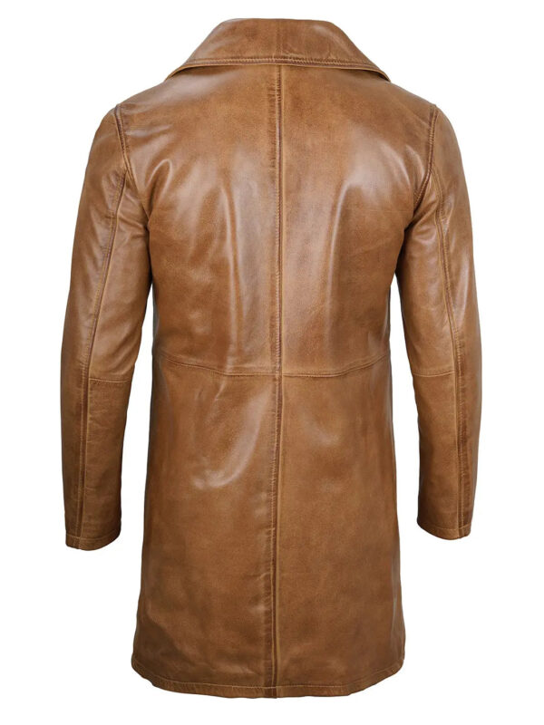 Bryson Camel Brown Leather Car Coat