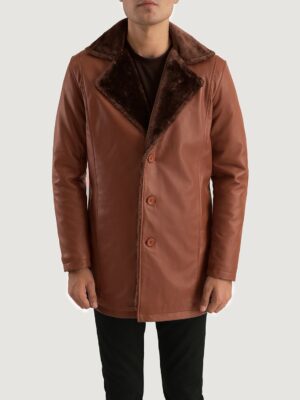 Cinnamon Brown Leather Fur Coat
