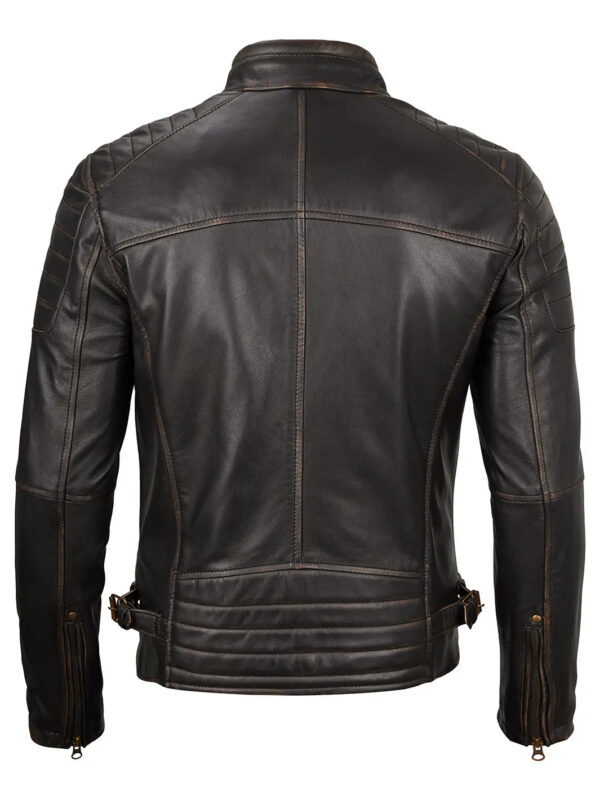 Felix Dark Brown Rub Off Cafe Racer Leather Jacket