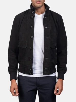 Eaton Black Suede Bomber Jacket