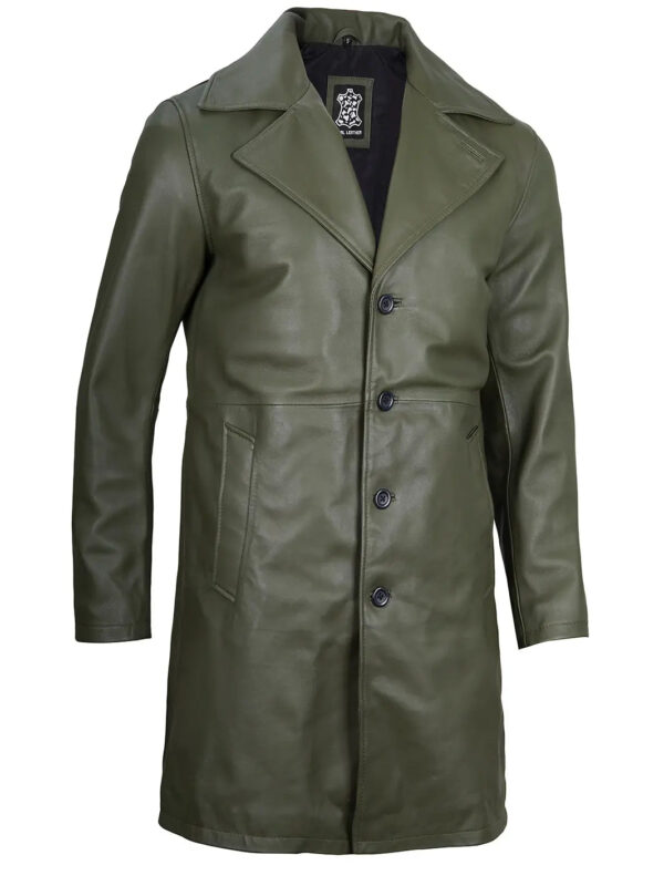 Bryson Military Green Leather Car Coat