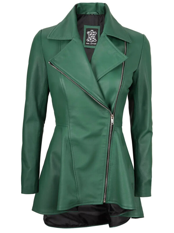 Clarissa Green Asymmetrical Peplum Leather Jacket