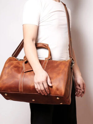 Small Leather Duffle Bag | Redwood Small Leather Duffle Bag