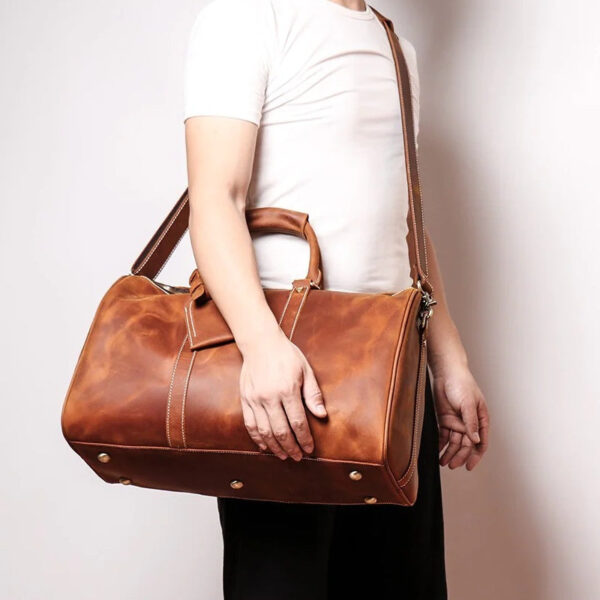 Small Leather Duffle Bag | Redwood Small Leather Duffle Bag