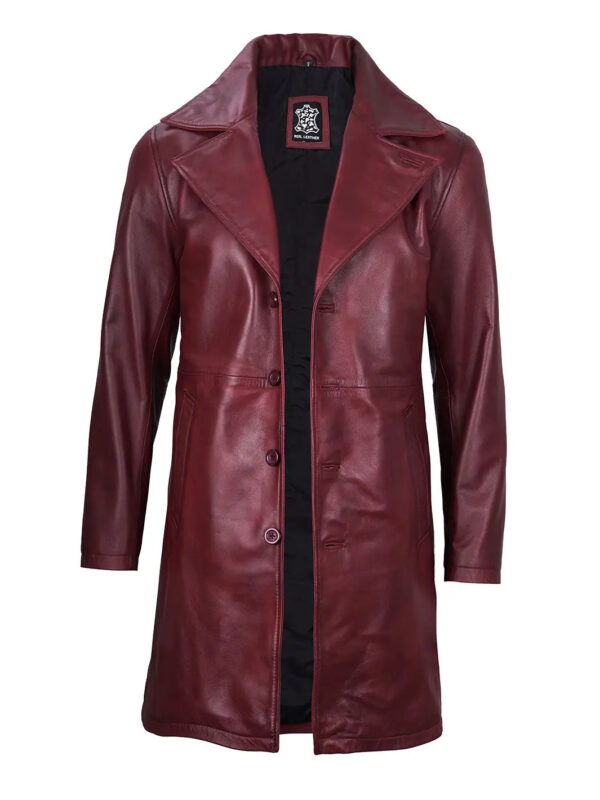 Bryson Maroon Leather Car Coat