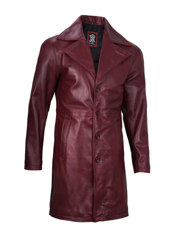 Bryson Maroon Leather Car Coat