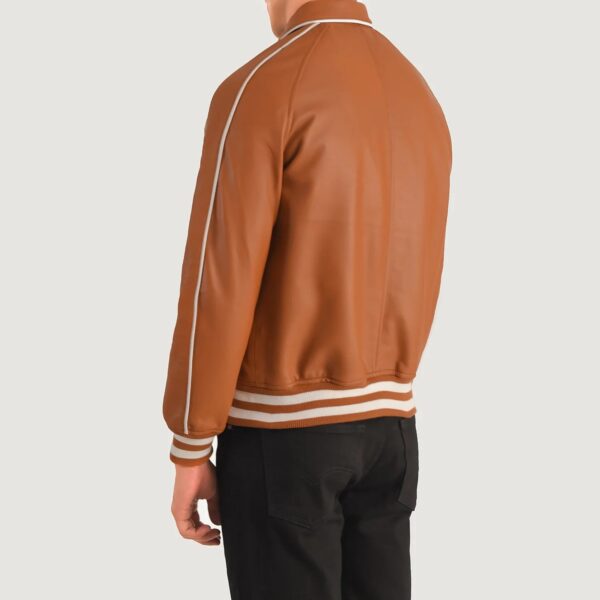 Cooper Tan Brown Leather Varsity Jacket