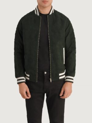 Pascal Green Suede Varsity Jacket