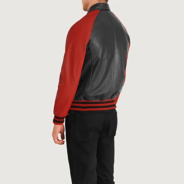 Walton Black & Red Leather Varsity Jacket