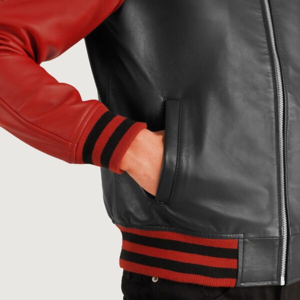 Walton Black & Red Leather Varsity Jacket