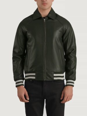 Walton Green Leather Varsity Jacket