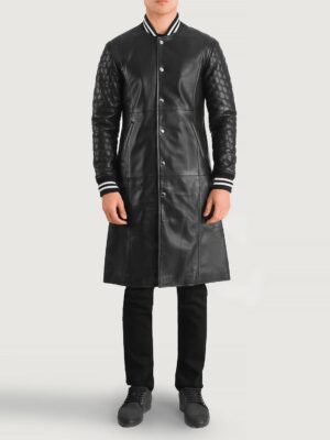 Wilde Black Leather Varsity Coat