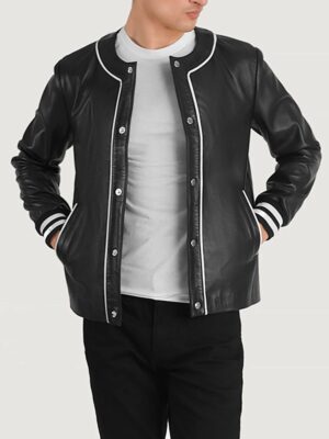 Willis Black Leather Varsity Jacket