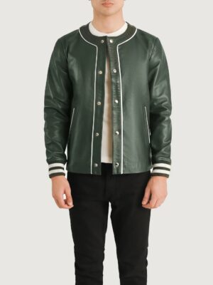 Willis Green Leather Varsity Jacket