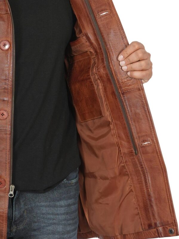 Bristol Tall Mens Vintage Cognac Brown Leather Car Coat