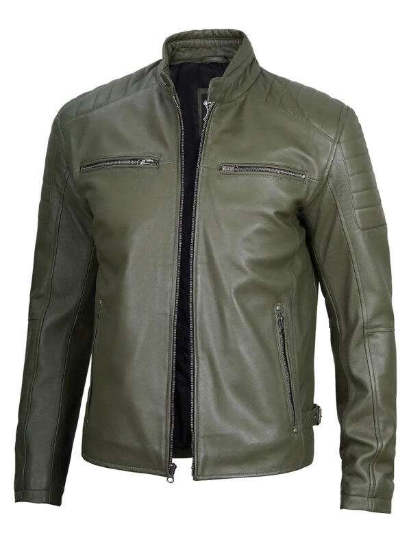 Felix Green Cafe Racer Leather Jacket