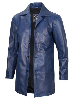 Santiago Blue Wax Real Leather Car Coat