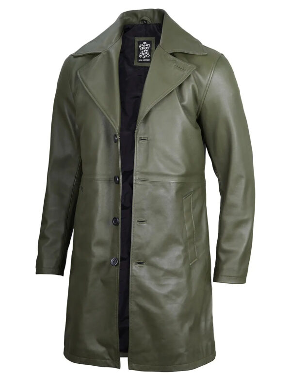 Bryson Military Green Leather Car Coat