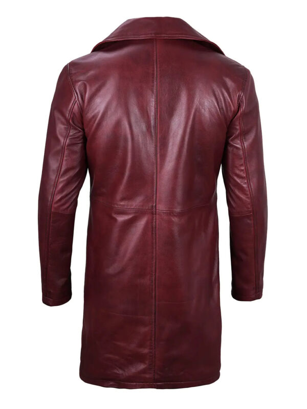 Bryson Maroon Leather Car Coat