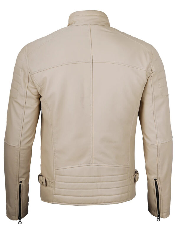 Felix Beige Cafe Racer Leather Jacket