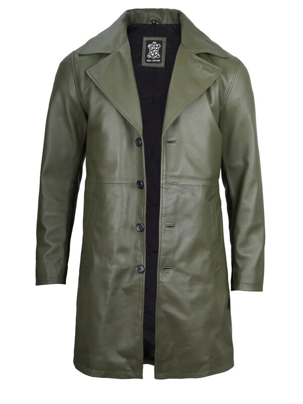 Bryson Military Green Leather Car Coat