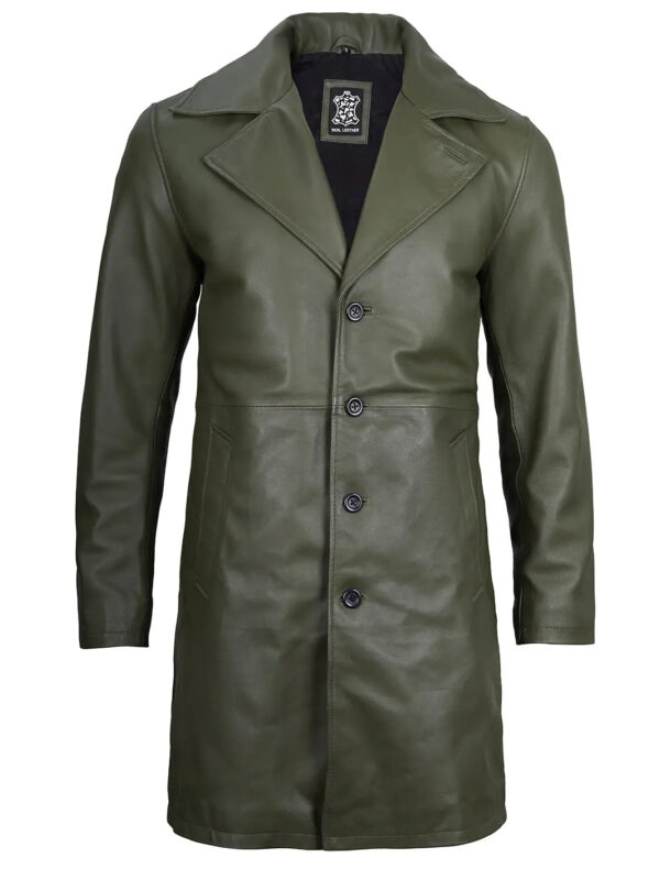 Bryson Military Green Leather Car Coat