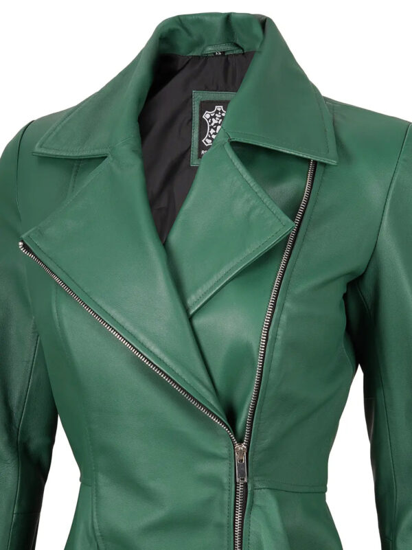 Clarissa Green Asymmetrical Peplum Leather Jacket