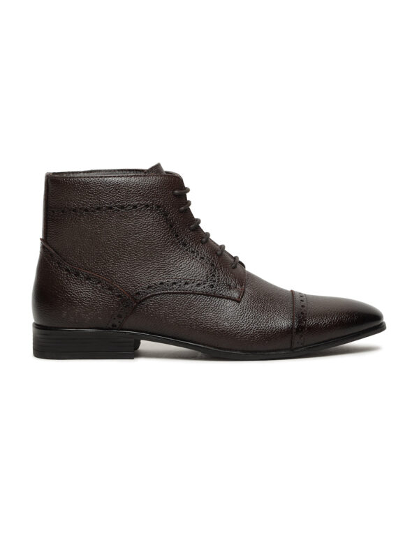 Men's Brown Texture Leather Lace-up Chukka Boots