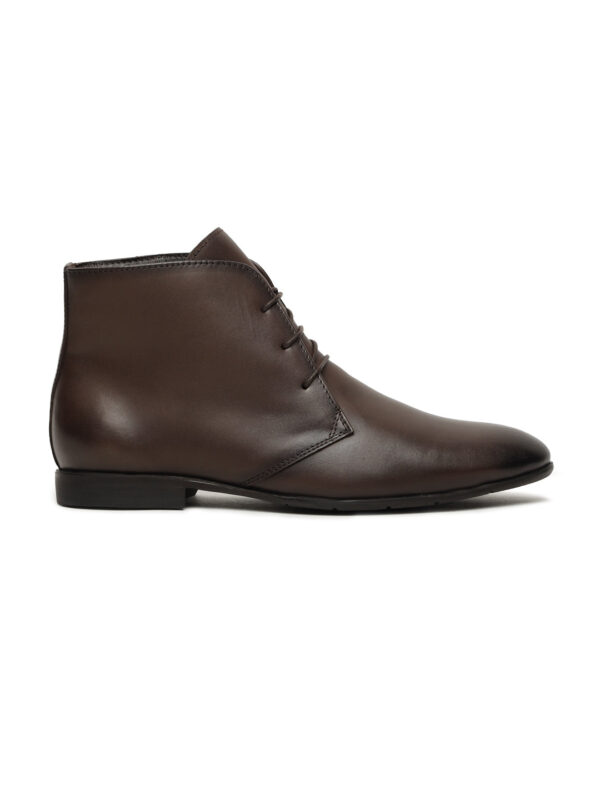 Men's Brown Solid Leather Lace-up Chukka Boots