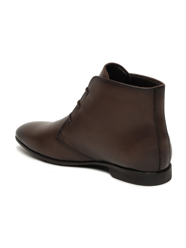 Men's Brown Solid Leather Lace-up Chukka Boots