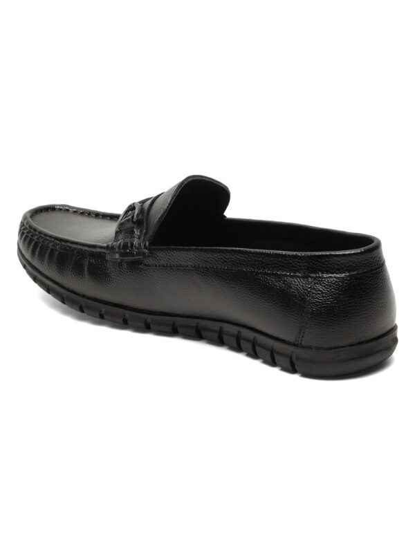 Men's Black Solid Leather 360 Loafers