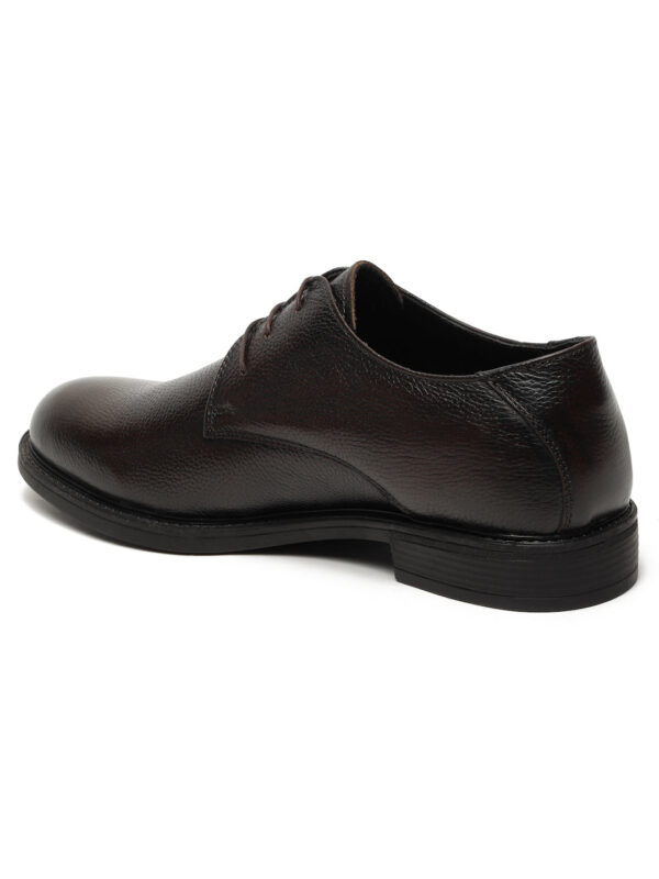 Men's Brown Texture Leather Derbies Shoes