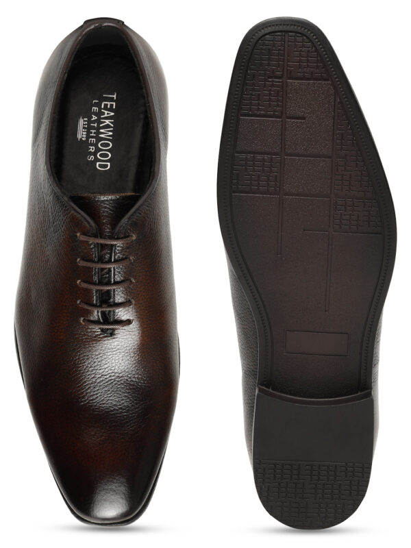 Men's Brown Two-Tone Texture Leather Derbies Shoes