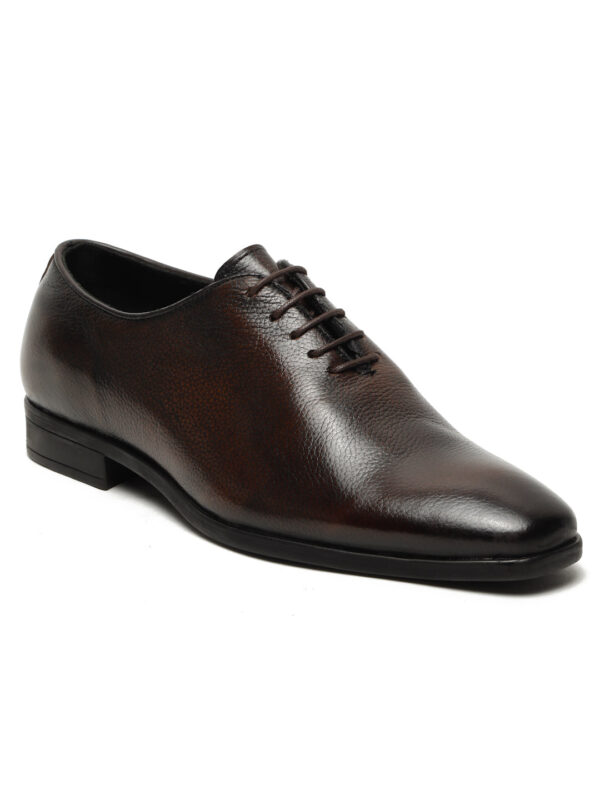 Men's Brown Two-Tone Texture Leather Derbies Shoes