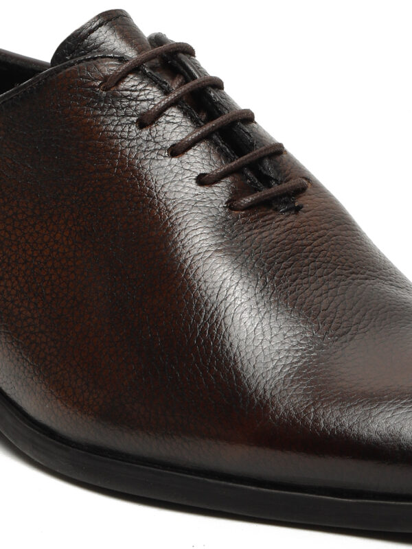 Men's Brown Two-Tone Texture Leather Derbies Shoes