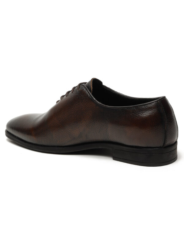 Men's Brown Two-Tone Texture Leather Derbies Shoes