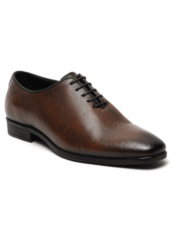 Men's Pine Two-Tone Texture Leather Derbies Shoes