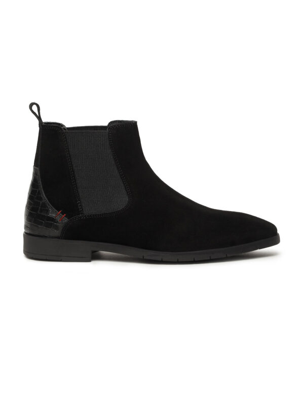 Men's Black Suede Leather Mid-Top Chelsea Boots