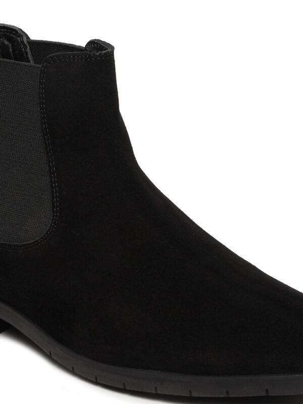 Men's Black Suede Leather Mid-Top Chelsea Boots