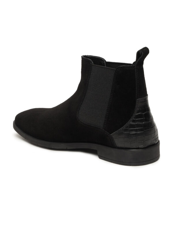 Men's Black Suede Leather Mid-Top Chelsea Boots