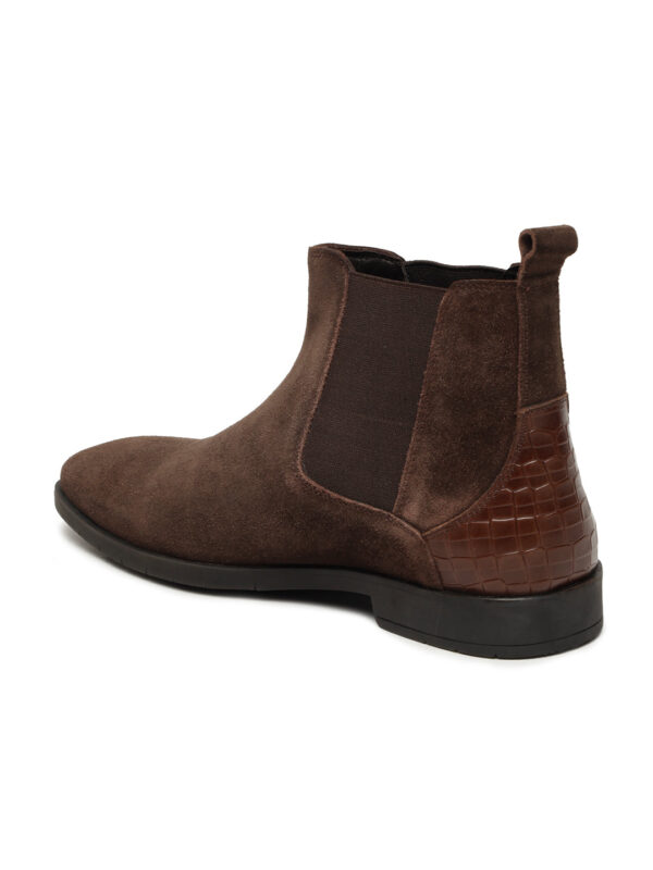 Men's Brown Suede Leather Mid-Top Chelsea Boots