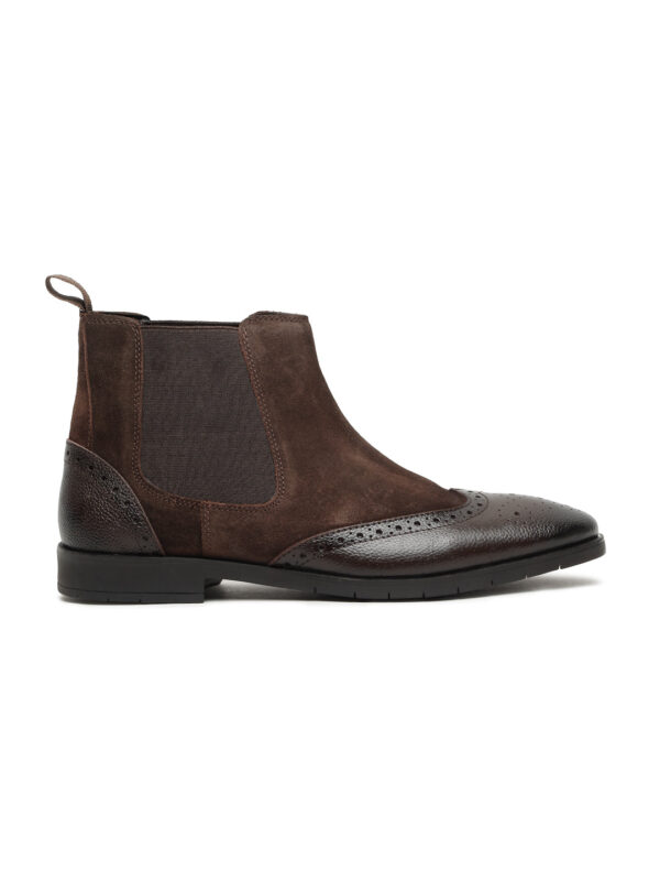 Men's Brown Solid Leather Chelsea boots