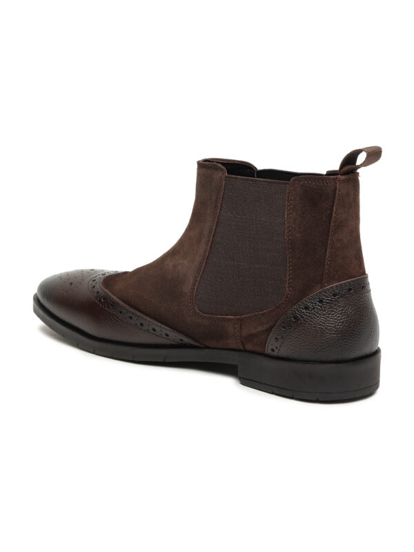 Men's Brown Solid Leather Chelsea boots