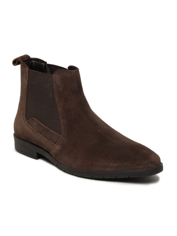 Men's Dark Brown Suede Leather Mid-Top Chelsea Boots