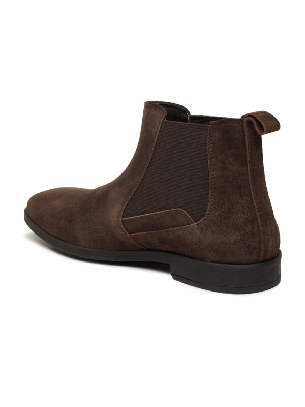 Men's Dark Brown Suede Leather Mid-Top Chelsea Boots